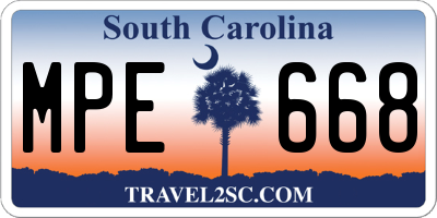 SC license plate MPE668