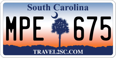SC license plate MPE675