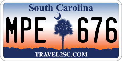 SC license plate MPE676