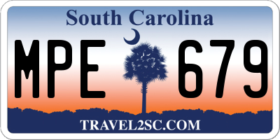 SC license plate MPE679