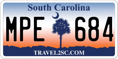 SC license plate MPE684