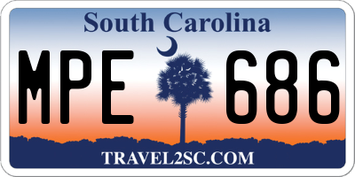 SC license plate MPE686