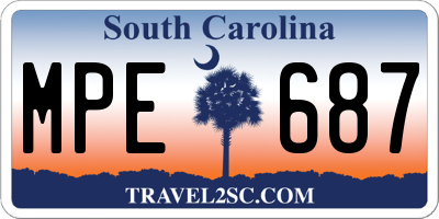 SC license plate MPE687