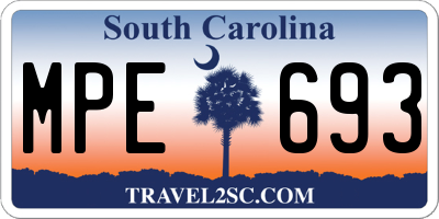 SC license plate MPE693