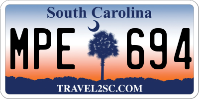 SC license plate MPE694