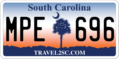 SC license plate MPE696