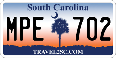 SC license plate MPE702