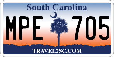 SC license plate MPE705