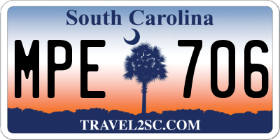 SC license plate MPE706