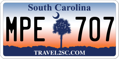 SC license plate MPE707