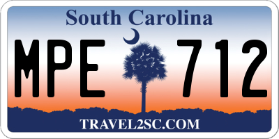 SC license plate MPE712