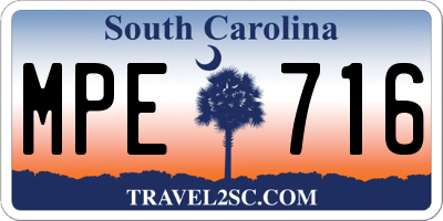SC license plate MPE716