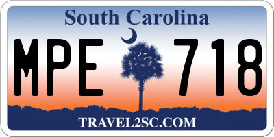 SC license plate MPE718