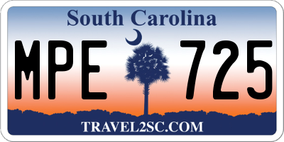 SC license plate MPE725