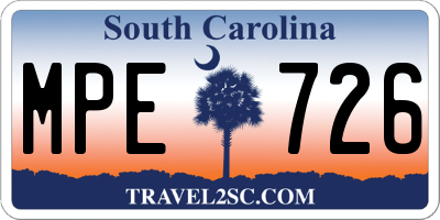 SC license plate MPE726