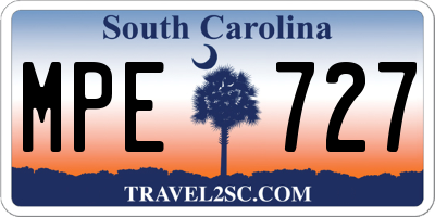SC license plate MPE727