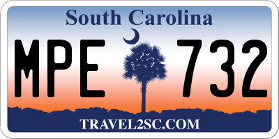 SC license plate MPE732