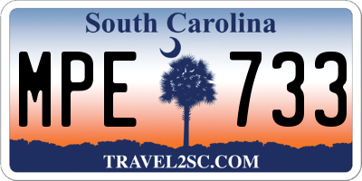 SC license plate MPE733