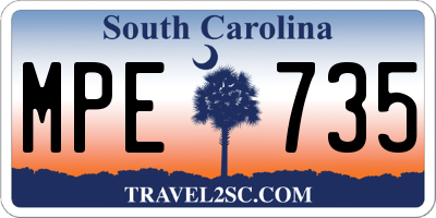 SC license plate MPE735