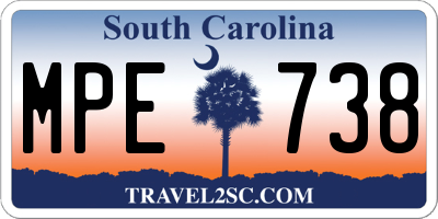 SC license plate MPE738