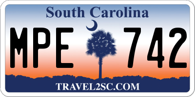 SC license plate MPE742