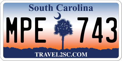 SC license plate MPE743