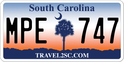 SC license plate MPE747