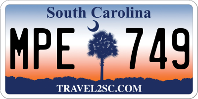 SC license plate MPE749