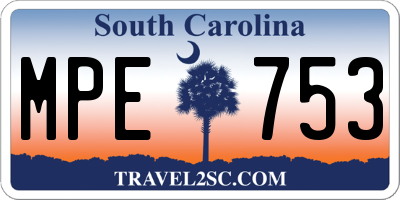 SC license plate MPE753