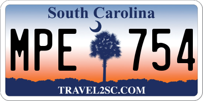 SC license plate MPE754
