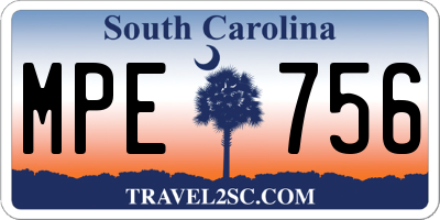 SC license plate MPE756