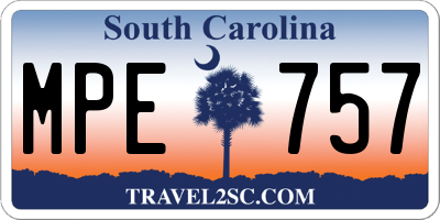 SC license plate MPE757