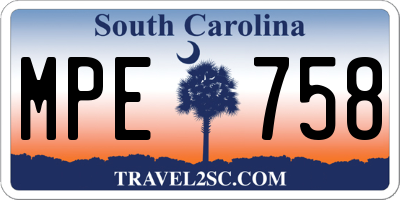 SC license plate MPE758