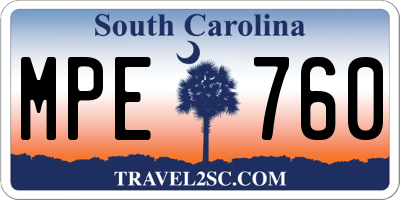 SC license plate MPE760