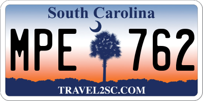 SC license plate MPE762