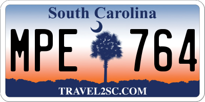 SC license plate MPE764