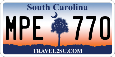 SC license plate MPE770