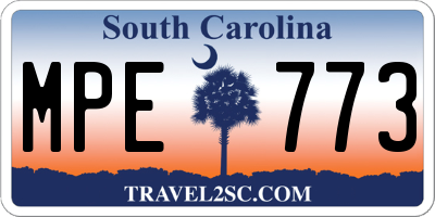 SC license plate MPE773