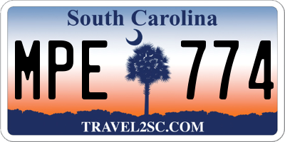 SC license plate MPE774