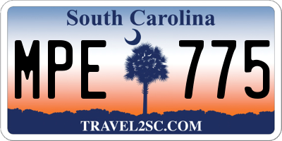 SC license plate MPE775