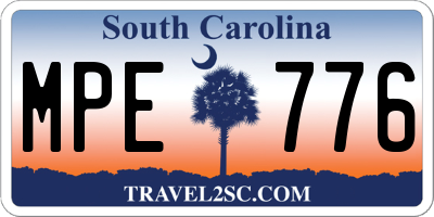 SC license plate MPE776