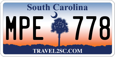 SC license plate MPE778