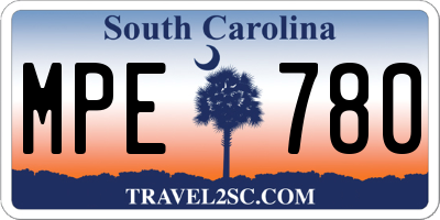 SC license plate MPE780