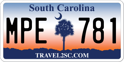 SC license plate MPE781