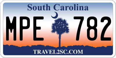 SC license plate MPE782