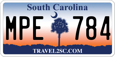 SC license plate MPE784