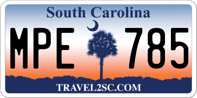 SC license plate MPE785
