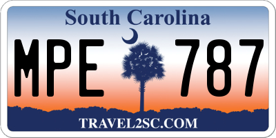 SC license plate MPE787