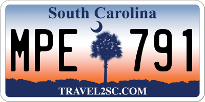 SC license plate MPE791