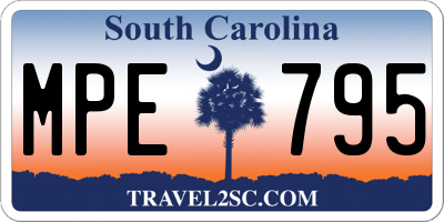 SC license plate MPE795